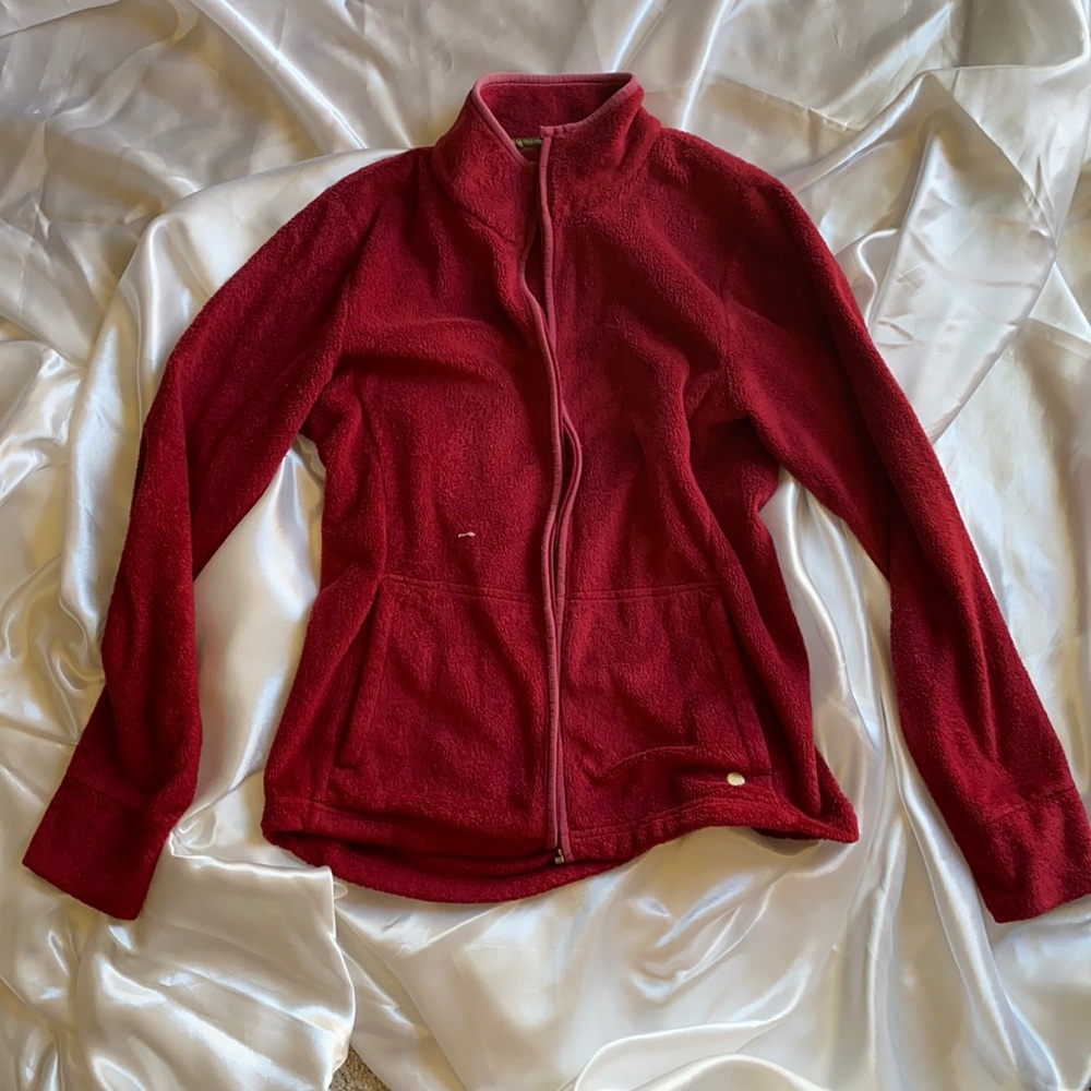 Red fuzzy jacket
